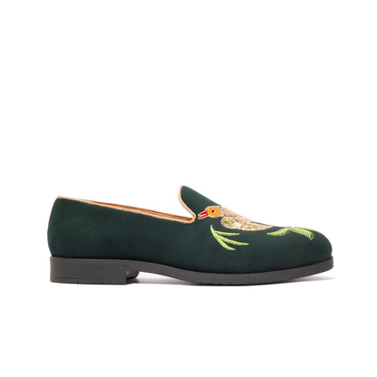 VELVET SLIP-ONS-GREEN