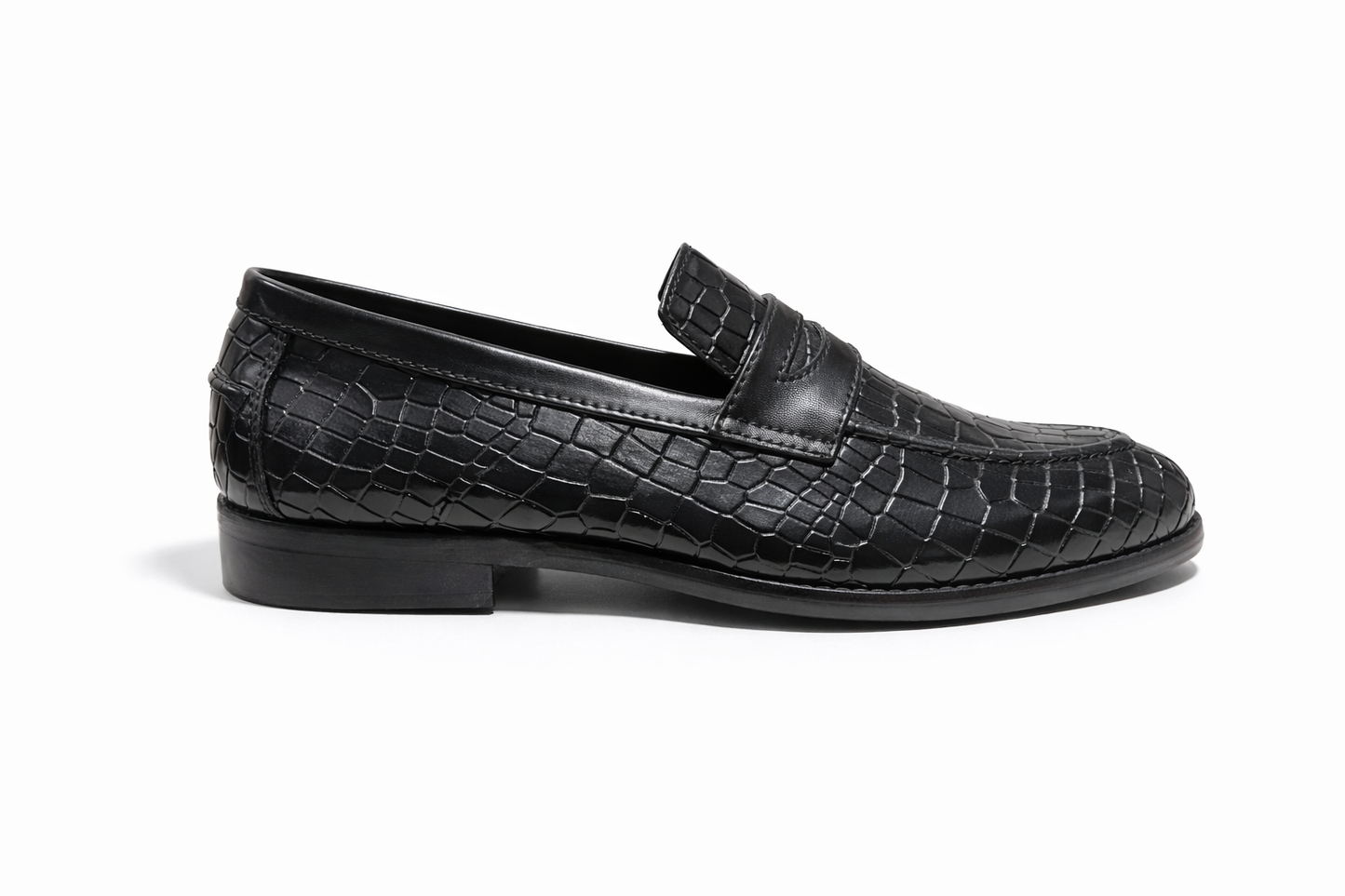 CROCO SLIP-ONS - BLACK