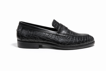 CROCO SLIP-ONS - BLACK