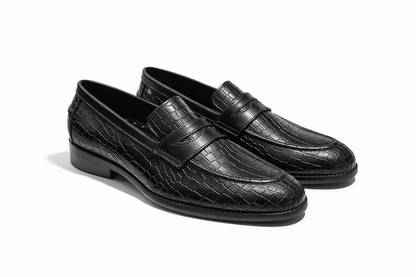 CROCO SLIP-ONS - BLACK