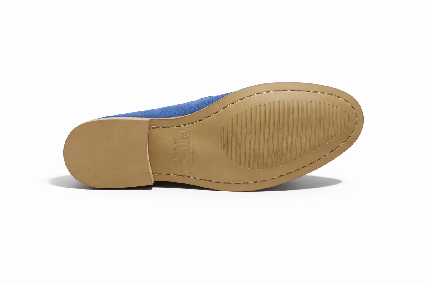 SUEDE SLIP-ONS WITH PIPING DETAIL - BLUE