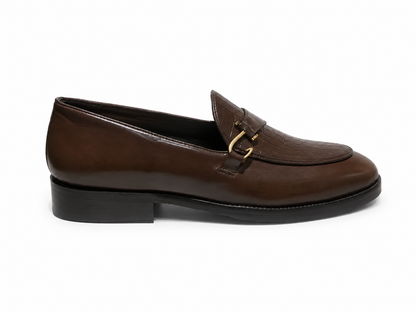 Croco hook Loafer - BROWN