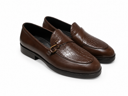 Croco hook Loafer - BROWN
