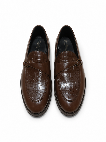 Croco hook Loafer - BROWN