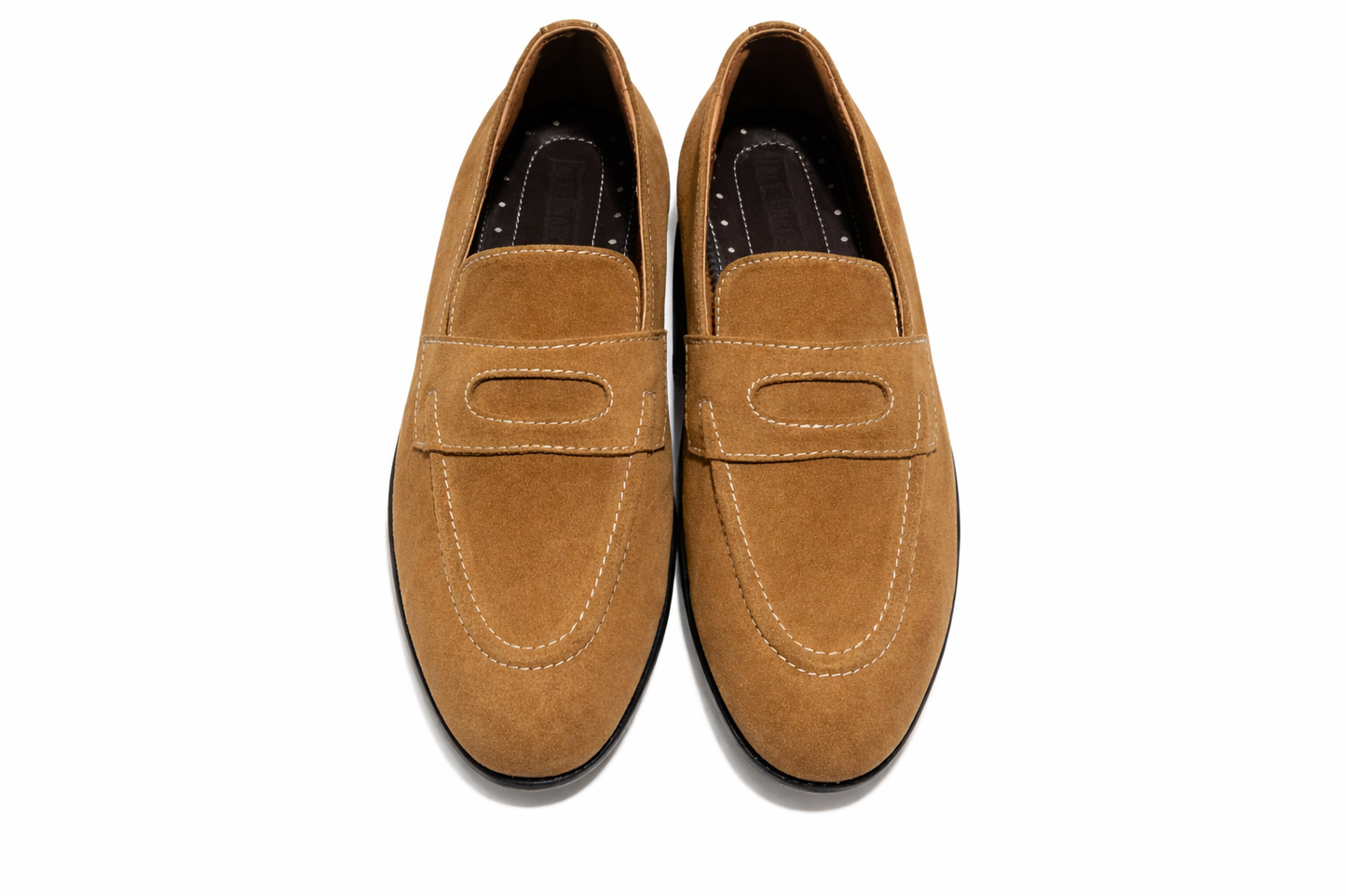 Suede Slip-Ons with Contrast Stitching - TAN