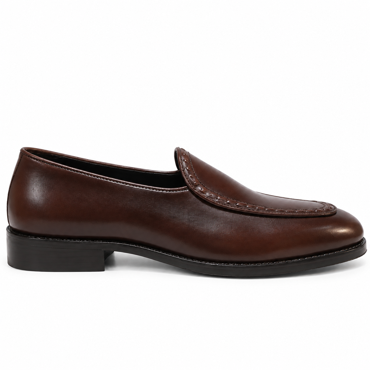 BROWN ETHNIC LOAFERS WITH GOLDEN RIVETS