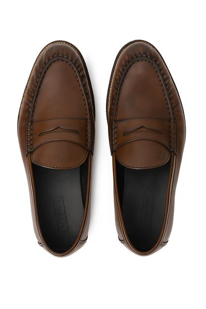 UNLINED WOVEN PENNY LOAFERS-DARK TAN