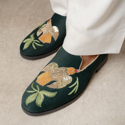 VELVET SLIP-ONS-GREEN