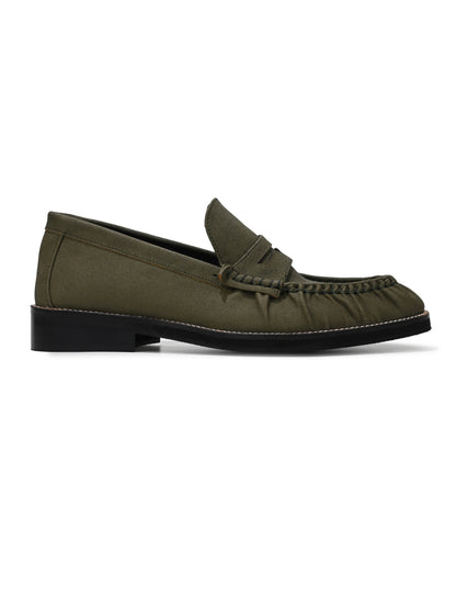 UNLINED WOVEN PENNY LOAFERS- OLIVE