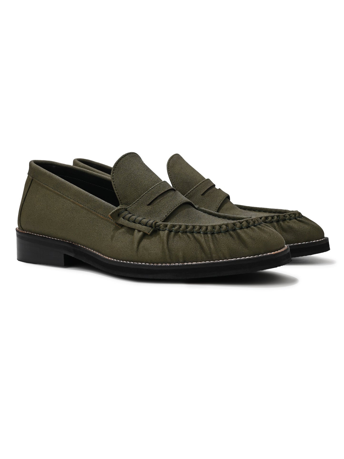 UNLINED WOVEN PENNY LOAFERS- OLIVE