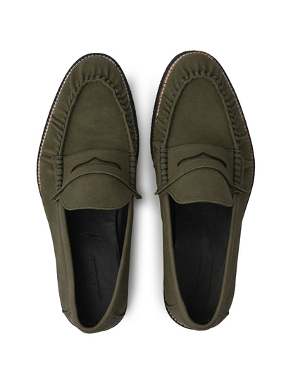 UNLINED WOVEN PENNY LOAFERS- OLIVE