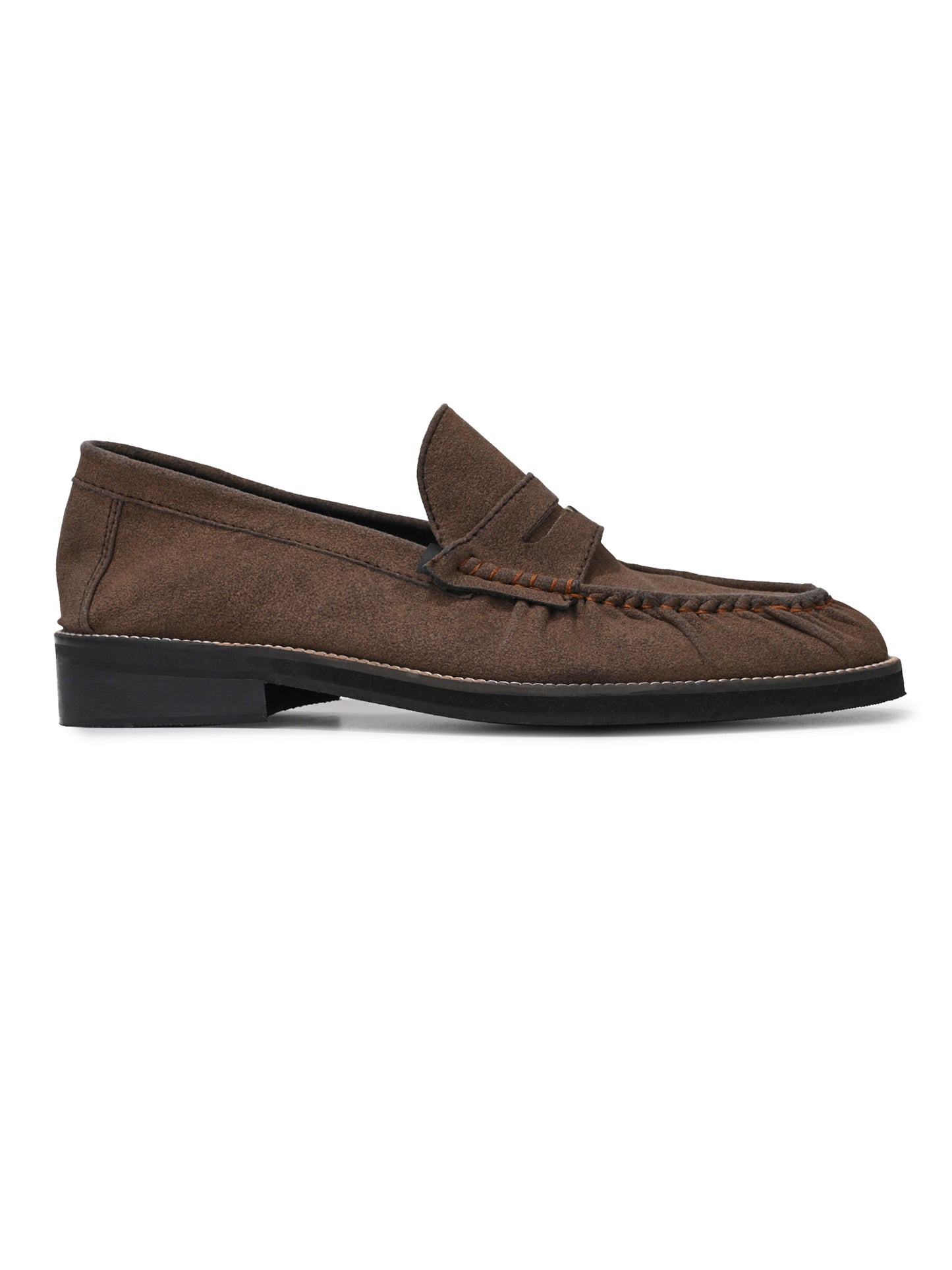 UNLINED WOVEN BROWN PENNY LOAFERS-BROWN