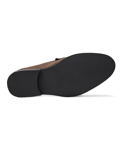 UNLINED WOVEN BROWN PENNY LOAFERS-BROWN