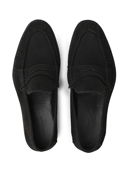 UNLINED WOVEN PENNY LOAFERS-BLACK