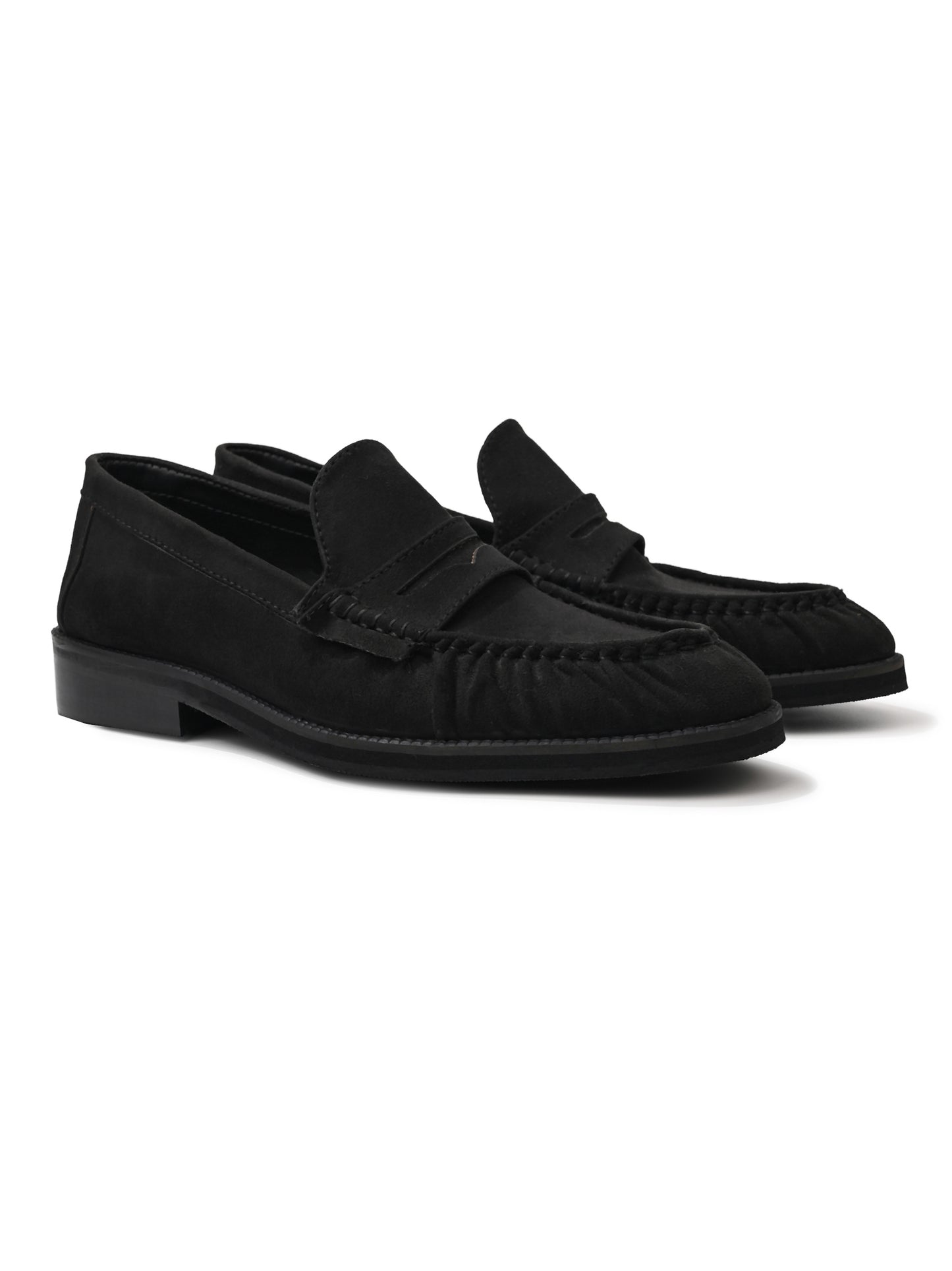UNLINED WOVEN PENNY LOAFERS-BLACK