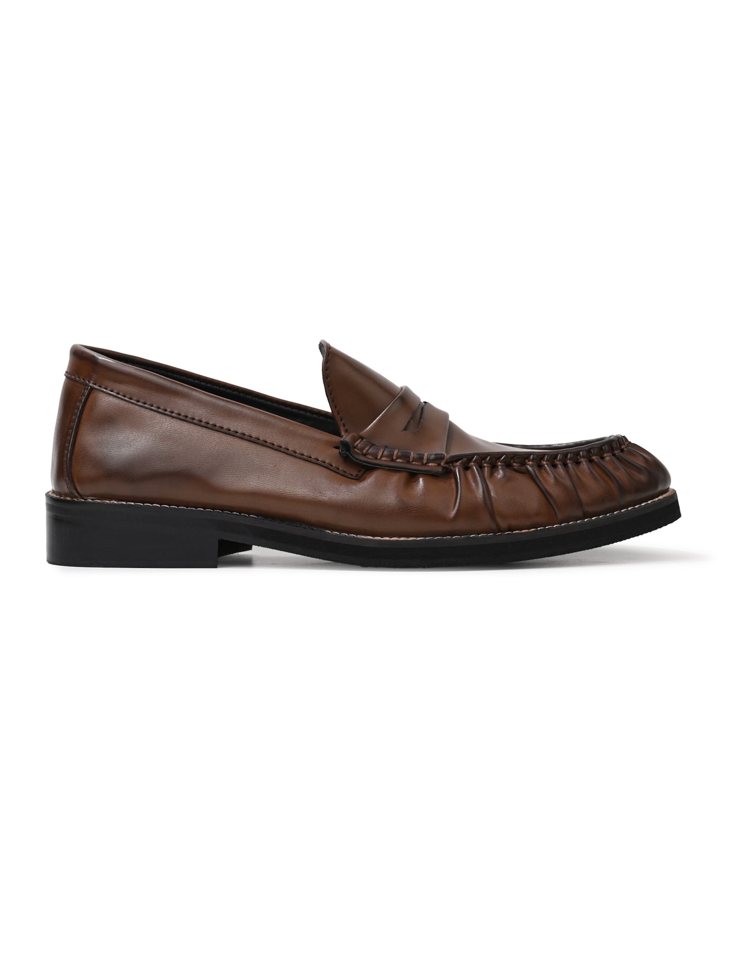 UNLINED WOVEN PENNY LOAFERS-DARK TAN