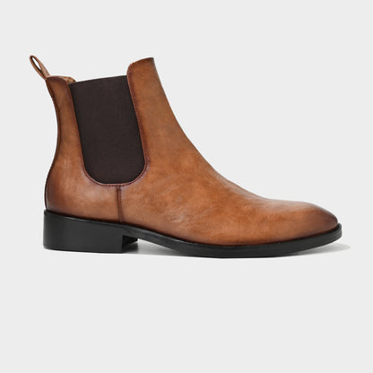 TEXTURED CHELSEA BOOT - TAN