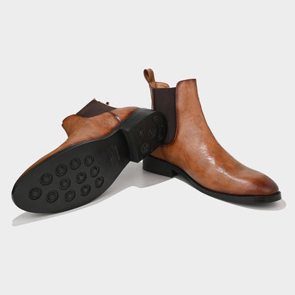 TEXTURED CHELSEA BOOT - TAN