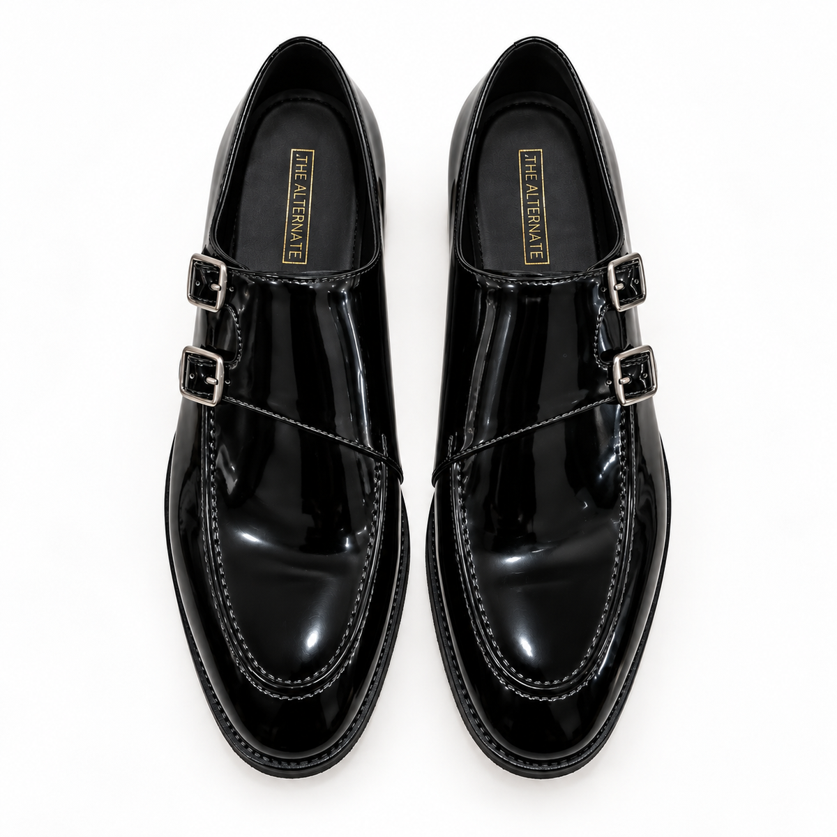 Black Patent Double Monk Strap Shoes