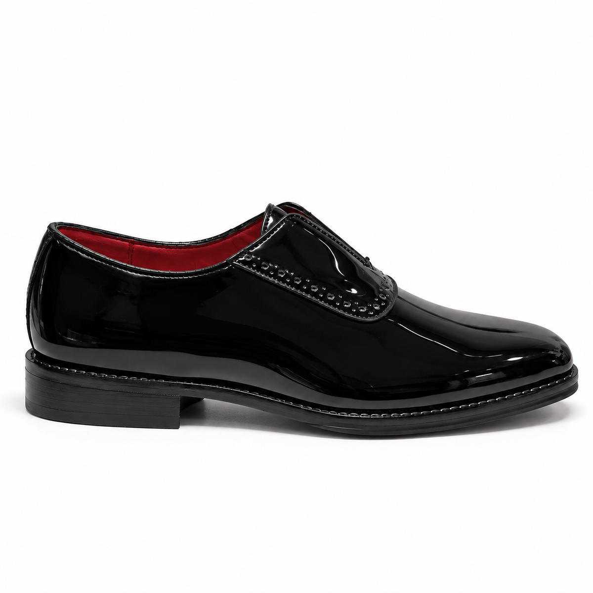Black Patent derby with elastic closure
