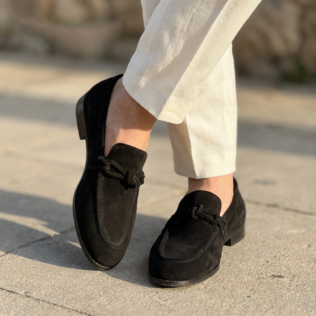 KNOT SLIP-ONS IN SUEDE -BLACK