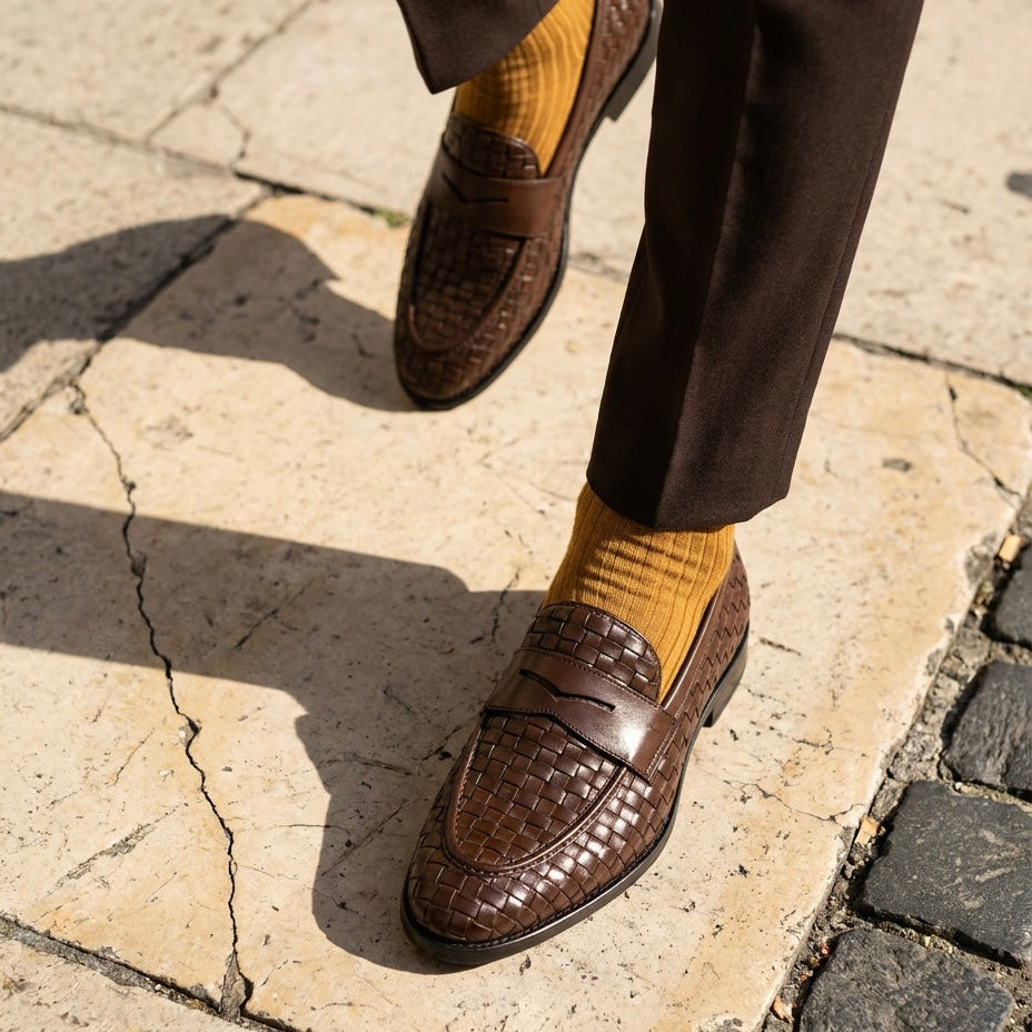 THE WEAVE LOAFER-BROWN
