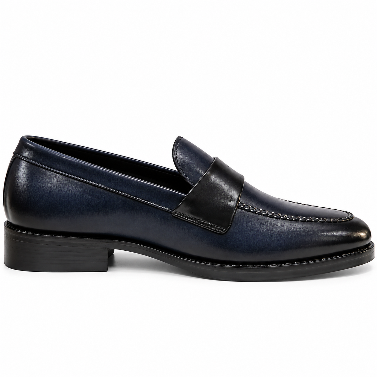 NAVY BLUE SLIP-ONS WITH TWO TONE FINISH