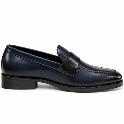 NAVY BLUE SLIP-ONS WITH TWO TONE FINISH