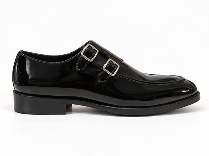 Black Patent Double Monk Strap Shoes