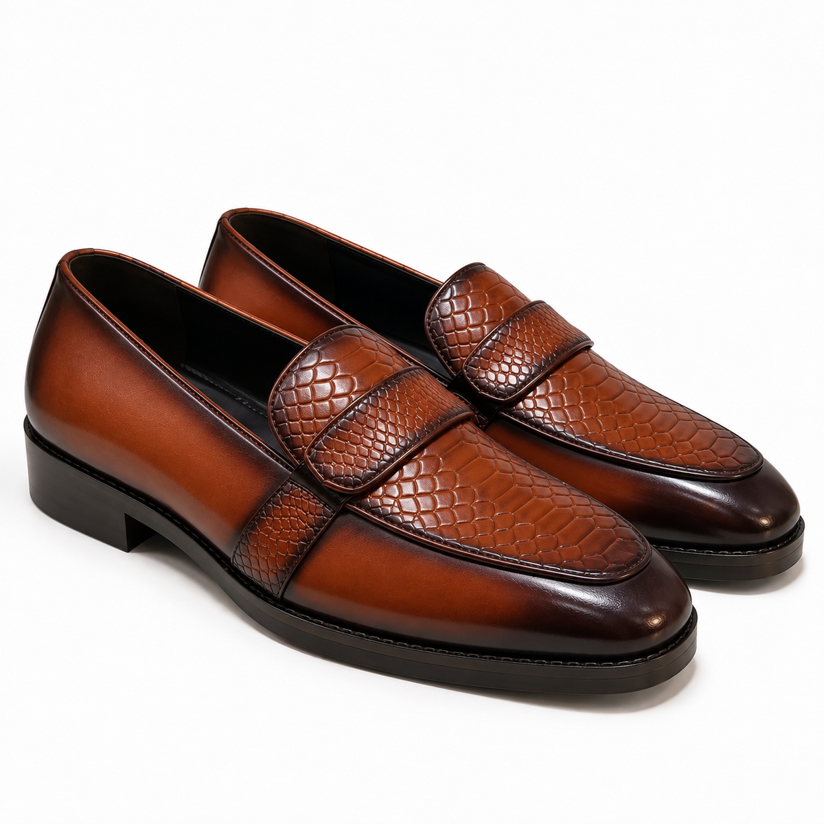 EMBOSSED SLIP-ONS-TAN