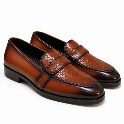 EMBOSSED SLIP-ONS-TAN