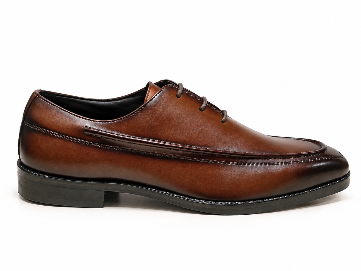 DERBY LACEUP WITH ELEVATED STITCH -BROWN