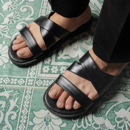 BLACK STRAP SANDALS