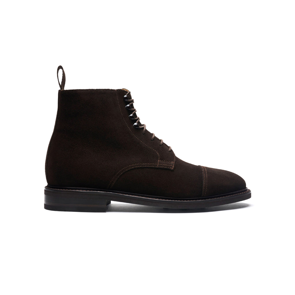 Suede boots with toe cap - Brown