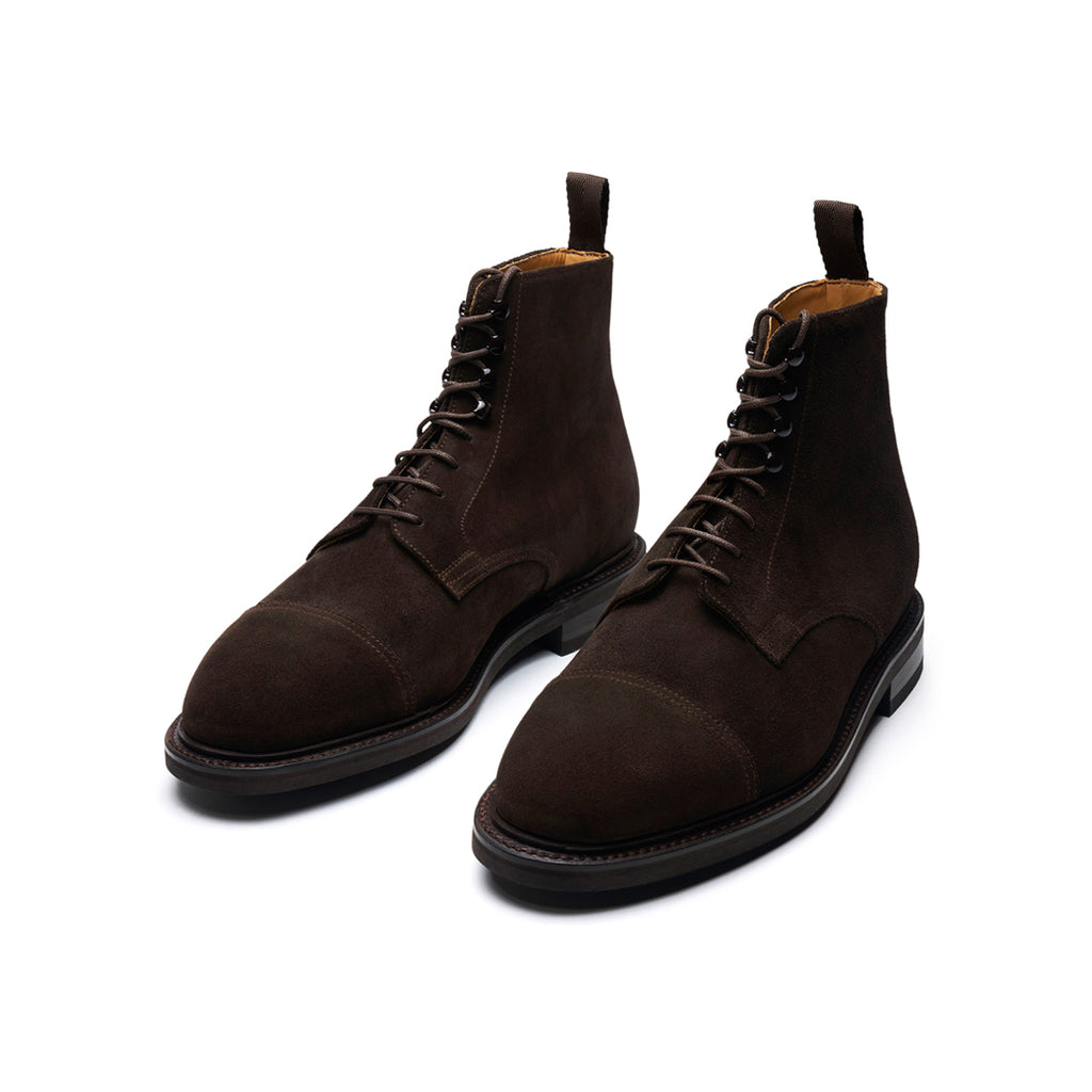 Suede boots with toe cap - Brown