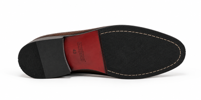 PLATED SLIP-ONS WITH PENNY STRAP-TAN