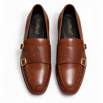 PLATED DOUBLE MONK SLIP-ONS-TAN