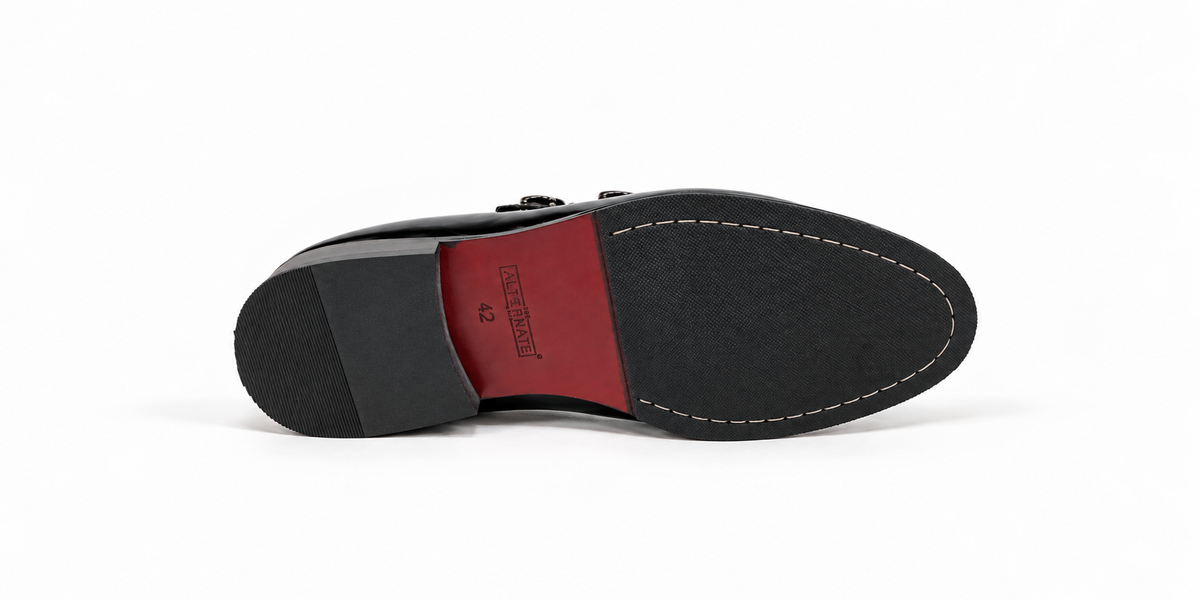 Black Patent Double Monk Strap Shoes