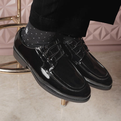 CHUNKY PATENT LACE-UP-BLACK