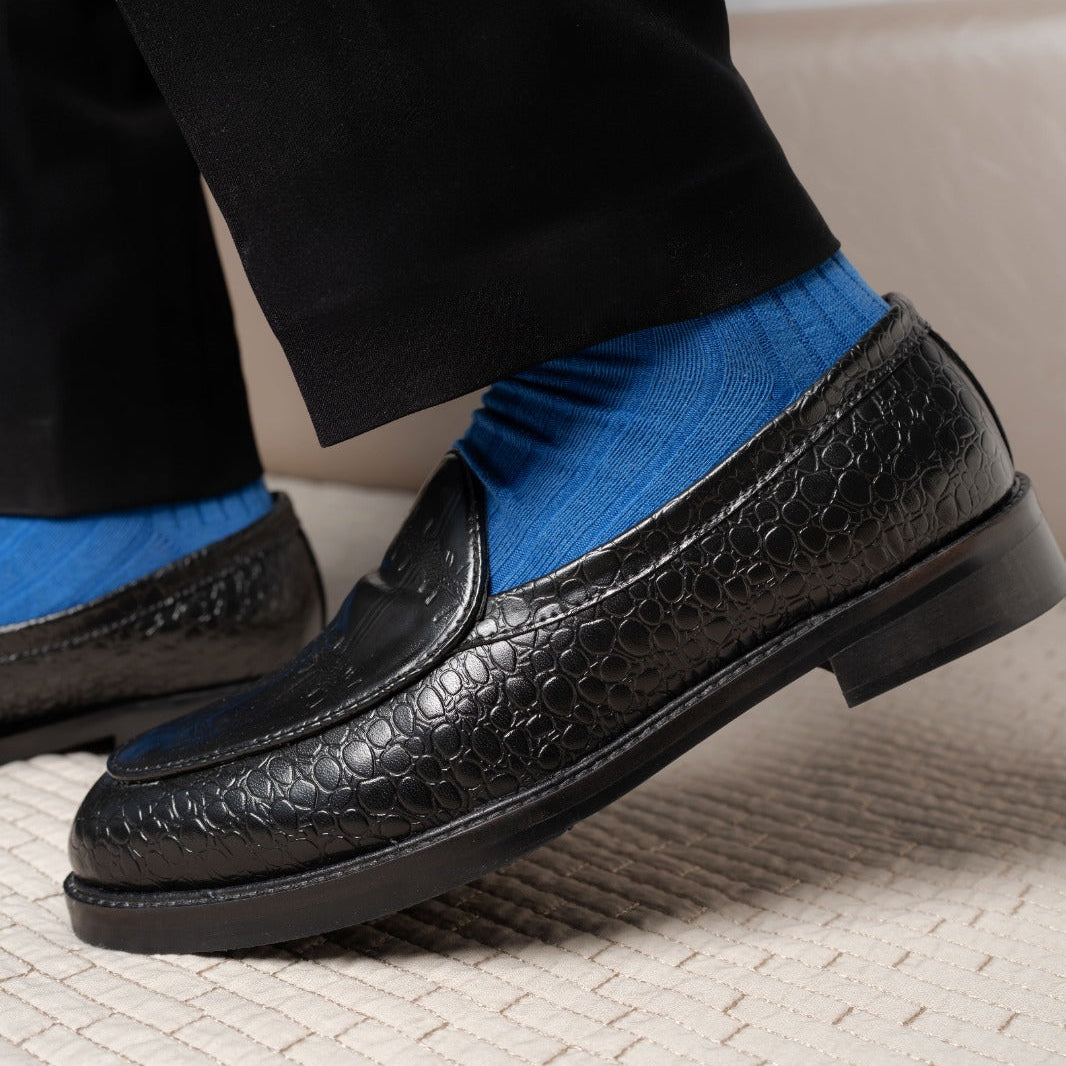 EMBOSSED SLIP-ONS- BLACK