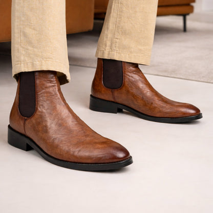 TEXTURED CHELSEA BOOT - TAN