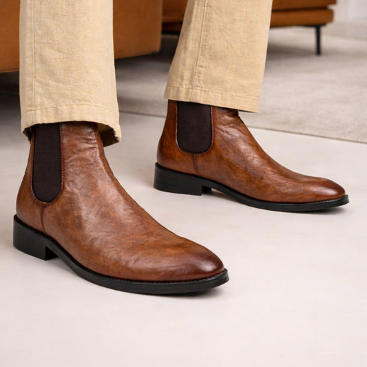 TEXTURED CHELSEA BOOT - TAN