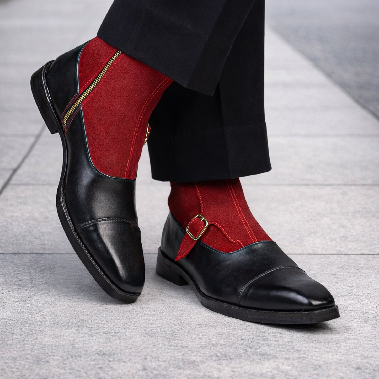 REDLINE CONTRAST ANKLE BOOTS