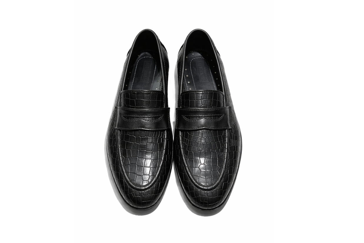 CROCO SLIP-ONS - BLACK