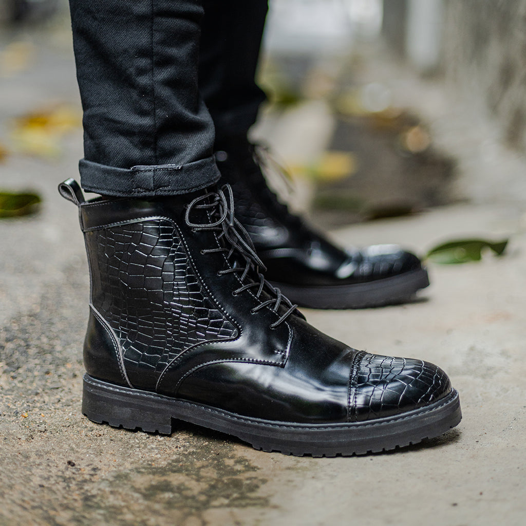 LACE UP ANKLE BOOT BLACK FOR MENS – The Alternate