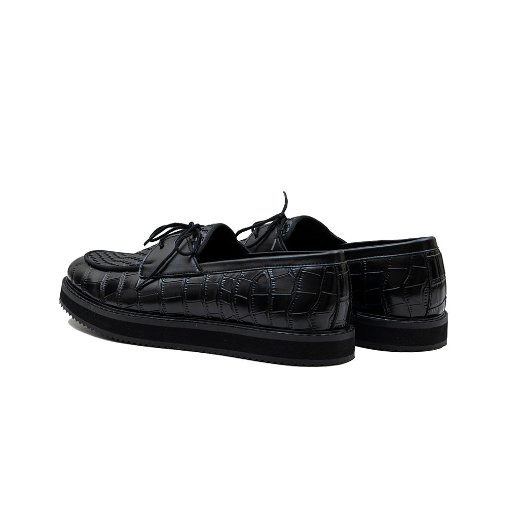 TEXTURED PLIMSOLL WITH SHOW LACE-BLACK