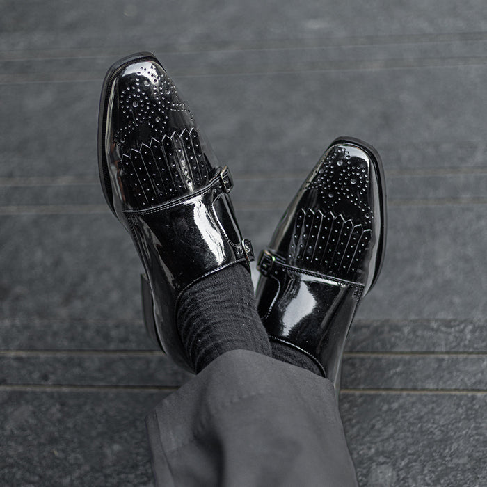 Monk straps with fringe detail