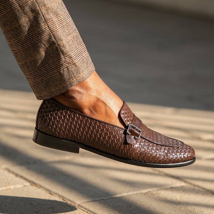 WOVEN SLIP-ONS WITH BUCKLE STRAP