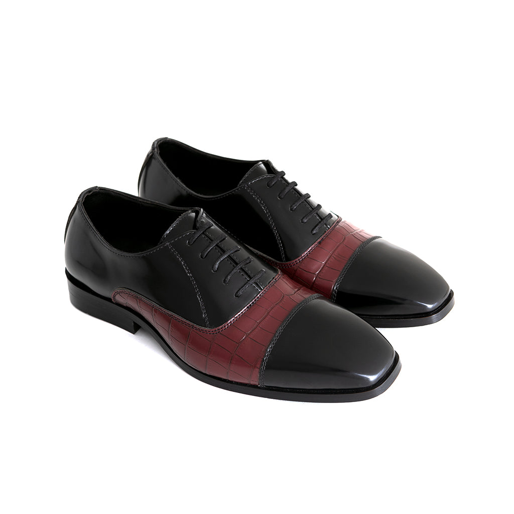 BLACK OXFORDS WITH CROCO DETAIL - HEIGHT ELEVATION