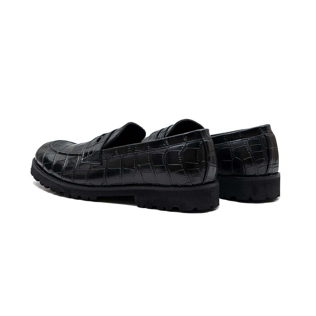 CROCO LOAFERS-BLACK